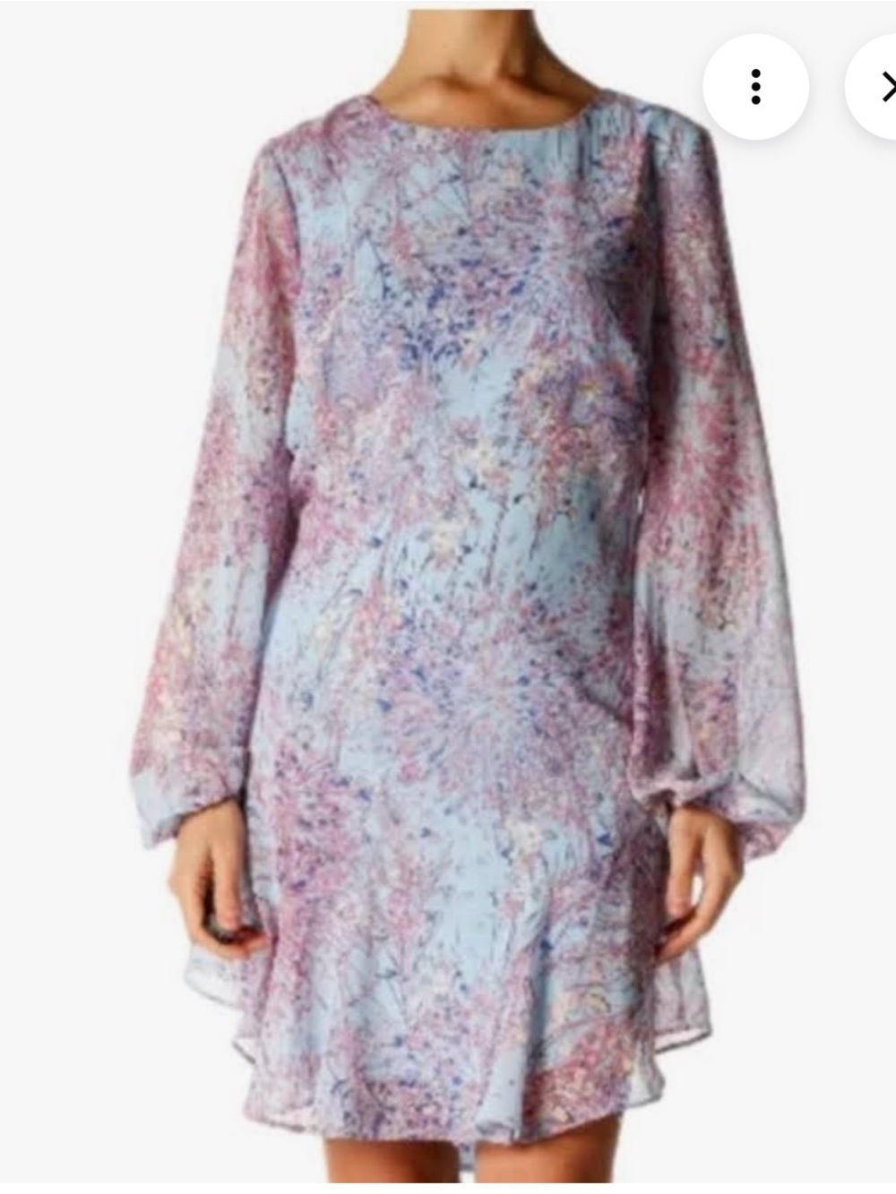 BCBGMaxAzria Boho Chiffon Long Sleeve Mini Dress  Sz L